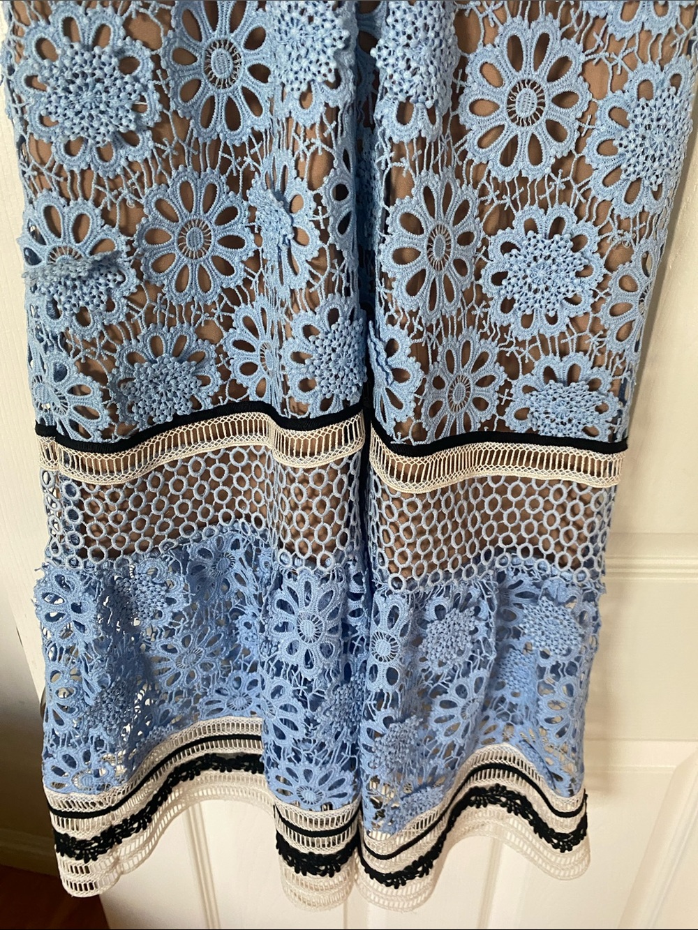 Self-Portrait Blue and Black Floral Lace Midi Dress - Picture 5 of 13